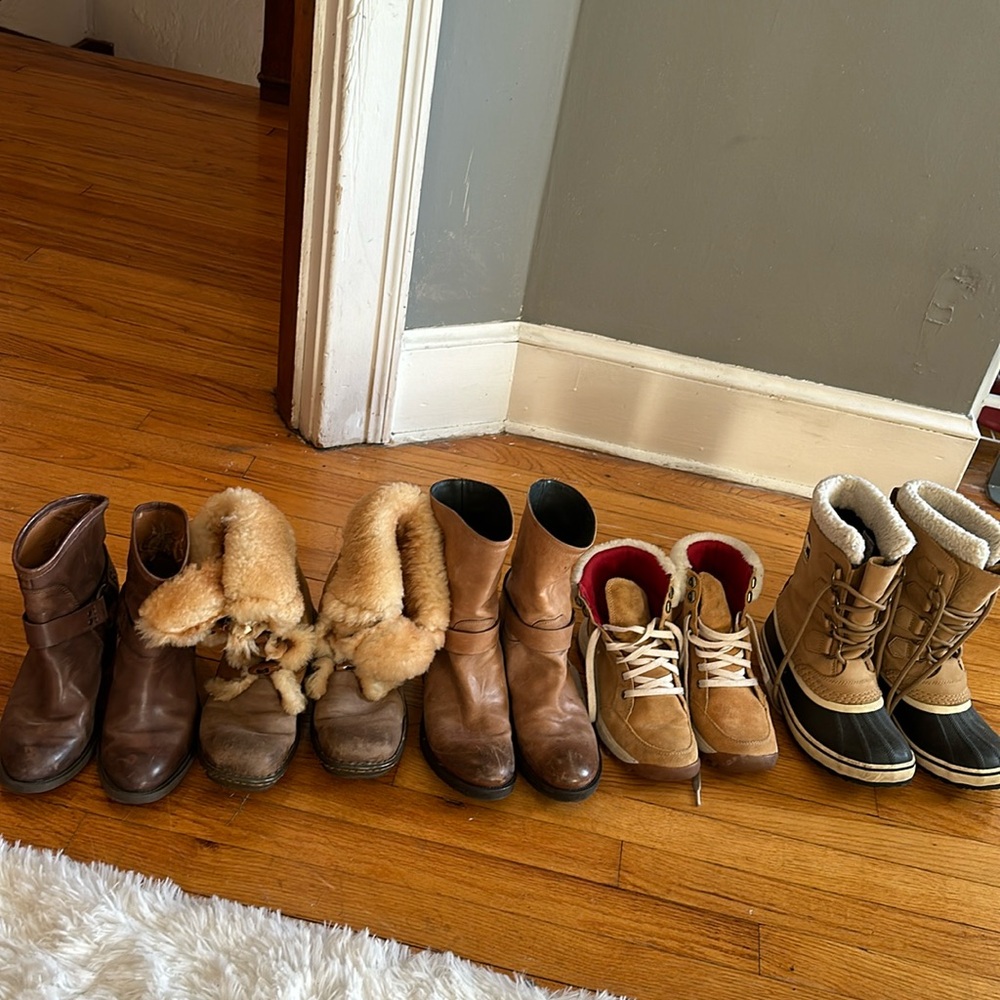 Leather and suede boots timber land size 7 Alberto Fermani 8 sorel size 8 Born